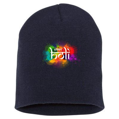 Colorful Happy Holi India Hindu Celebration Short Acrylic Beanie