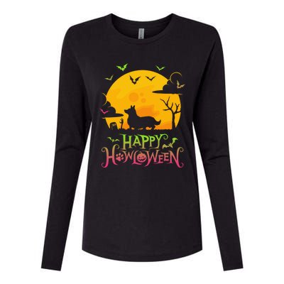 Corgi Happy Halloween Costume Dog Boo Dogs Funny Gift Womens Cotton Relaxed Long Sleeve T-Shirt