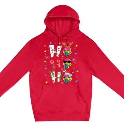 Christmas Ho Ho Ho Flamingo Lovers Lights Pajamas Funny Xmas Premium Pullover Hoodie