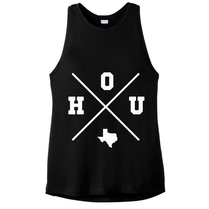 Classic Hou Houston Crossmark State Outline Ladies PosiCharge Tri-Blend Wicking Tank