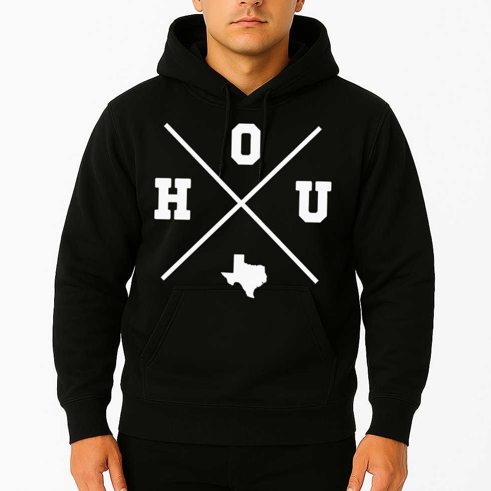 Classic Hou Houston Crossmark State Outline Hoodie