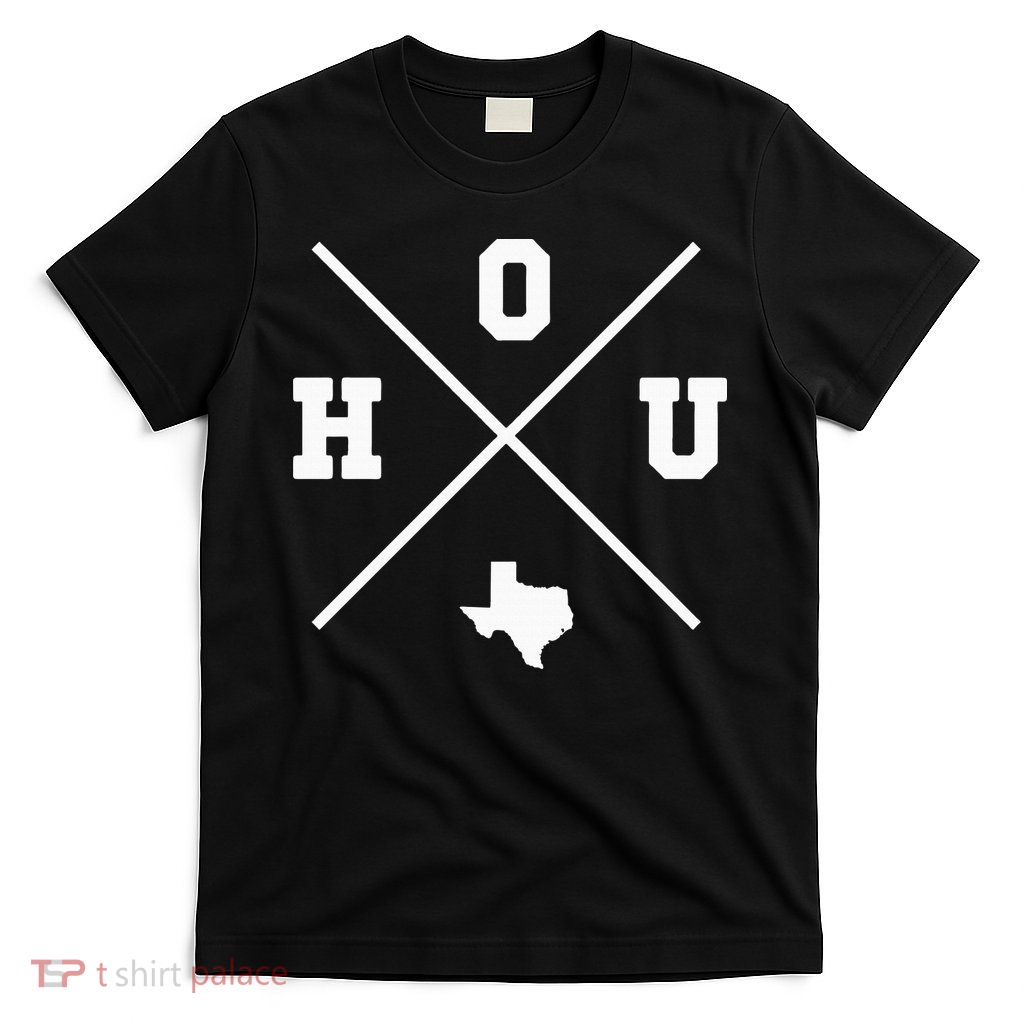 Classic Hou Houston Crossmark State Outline T-Shirt