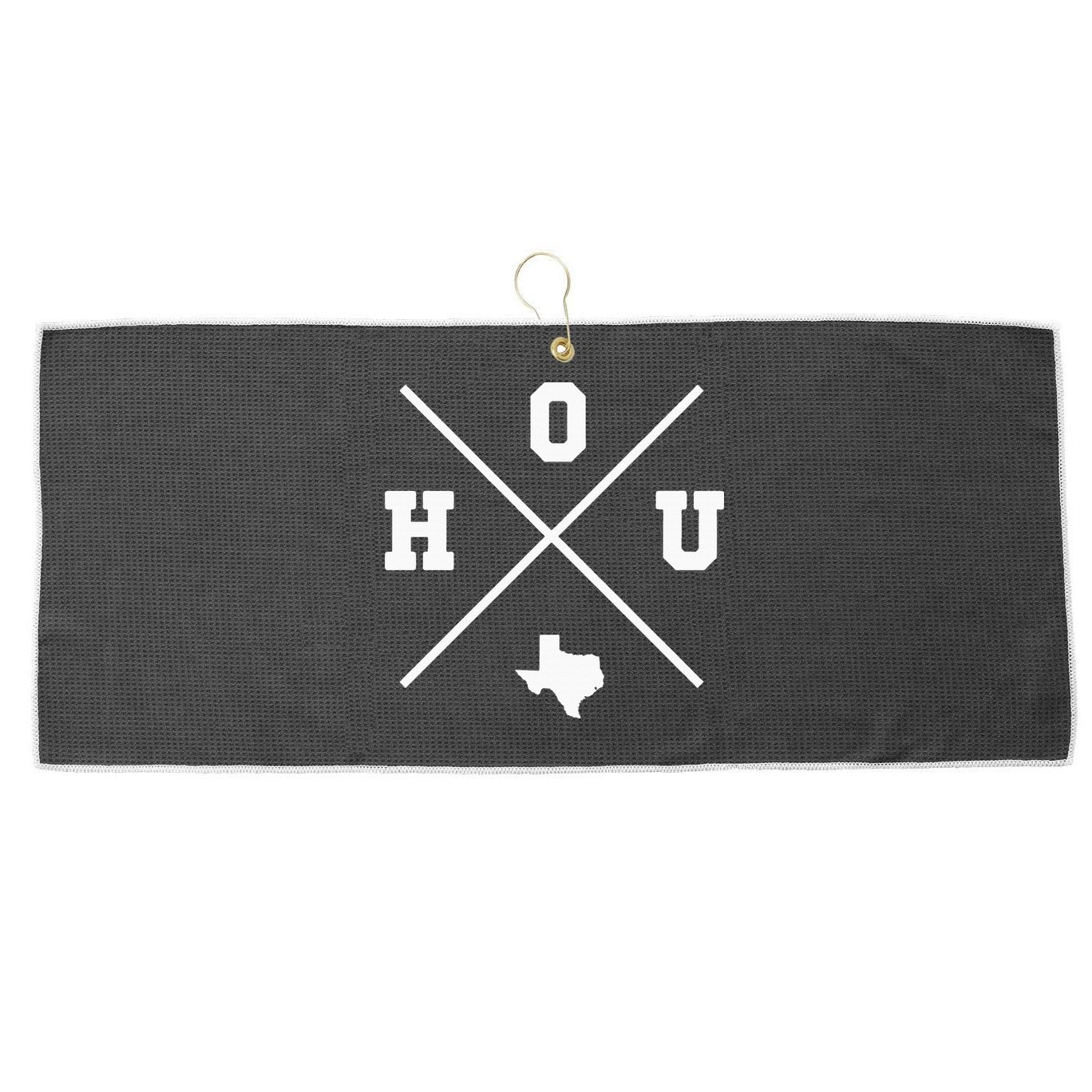 Classic Hou Houston Crossmark State Outline Large Microfiber Waffle Golf Towel