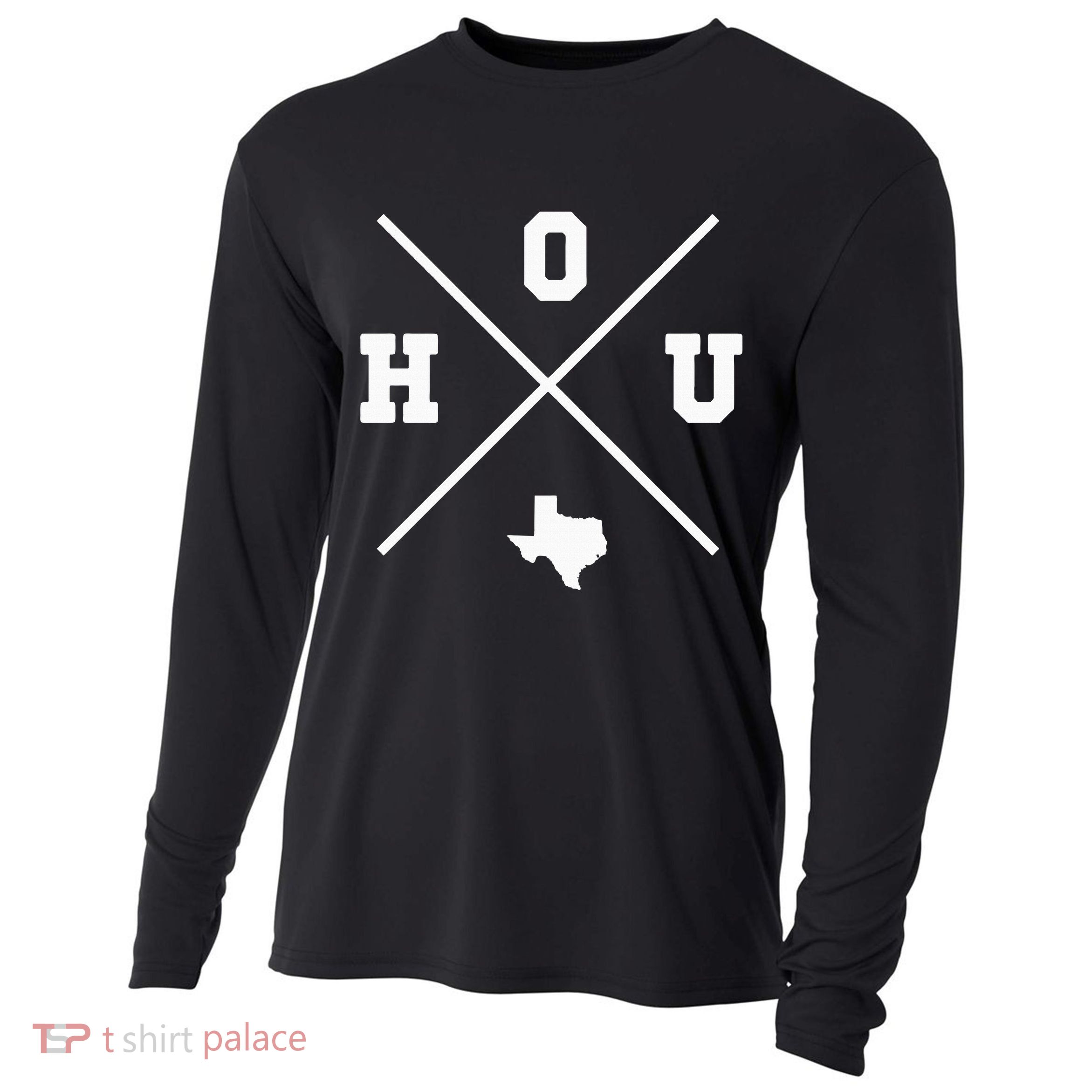 Classic Hou Houston Crossmark State Outline Cooling Performance Long Sleeve Crew