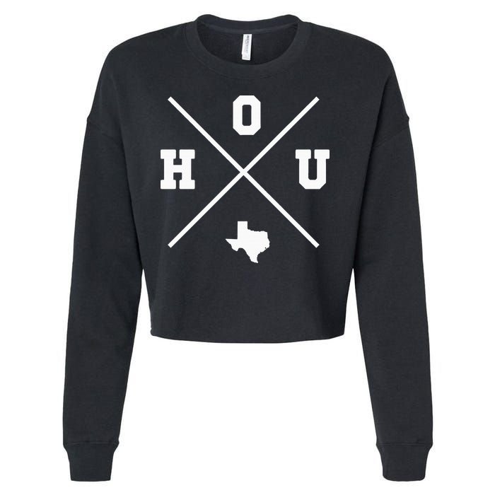 Classic Hou Houston Crossmark State Outline Cropped Pullover Crew