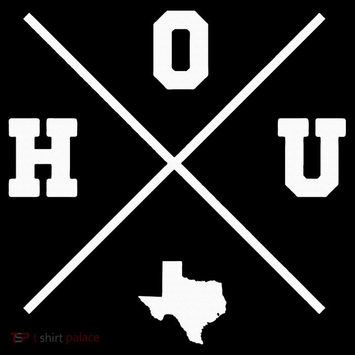 Classic Hou Houston Crossmark State Outline Womens T-Shirt