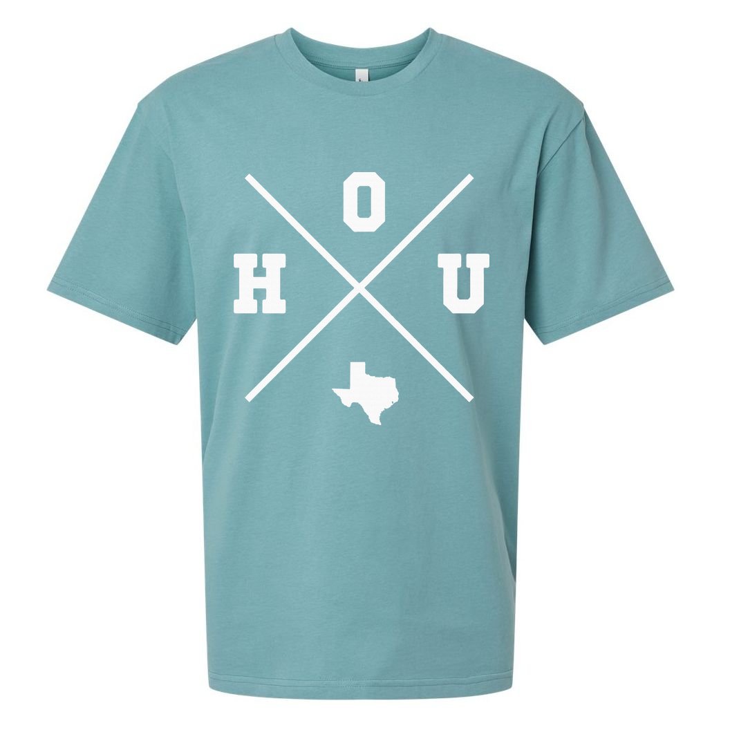 Classic Hou Houston Crossmark State Outline Sueded Cloud Jersey T-Shirt