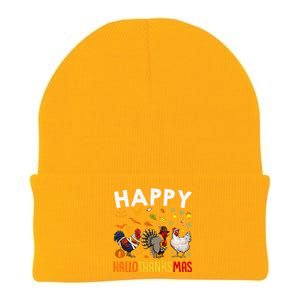 Chickens Happy HalloThanksMas Thanksgiving Christmas Knit Cap Winter Beanie