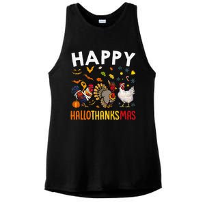 Chickens Happy HalloThanksMas Thanksgiving Christmas Ladies PosiCharge Tri-Blend Wicking Tank