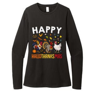 Chickens Happy HalloThanksMas Thanksgiving Christmas Womens CVC Long Sleeve Shirt