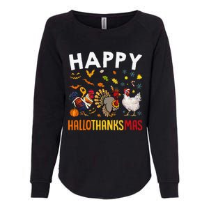 Chickens Happy HalloThanksMas Thanksgiving Christmas Womens California Wash Sweatshirt