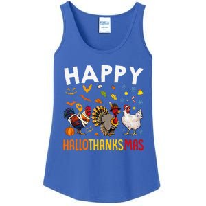 Chickens Happy HalloThanksMas Thanksgiving Christmas Ladies Essential Tank