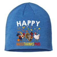 Chickens Happy HalloThanksMas Thanksgiving Christmas Sustainable Beanie