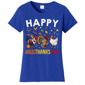 Chickens Happy HalloThanksMas Thanksgiving Christmas Women's T-Shirt