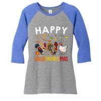 Chickens Happy HalloThanksMas Thanksgiving Christmas Women's Tri-Blend 3/4-Sleeve Raglan Shirt