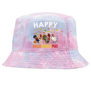 Chickens Happy HalloThanksMas Thanksgiving Christmas Tie-Dyed Bucket Hat