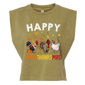 Chickens Happy HalloThanksMas Thanksgiving Christmas Garment-Dyed Women's Muscle Tee