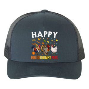 Chickens Happy HalloThanksMas Thanksgiving Christmas Yupoong Adult 5-Panel Trucker Hat