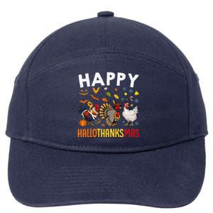 Chickens Happy HalloThanksMas Thanksgiving Christmas 7-Panel Snapback Hat