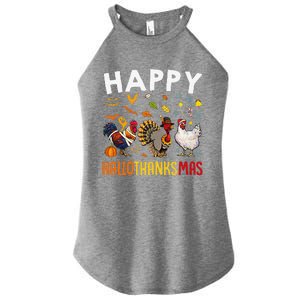 Chickens Happy HalloThanksMas Thanksgiving Christmas Women's Perfect Tri Rocker Tank