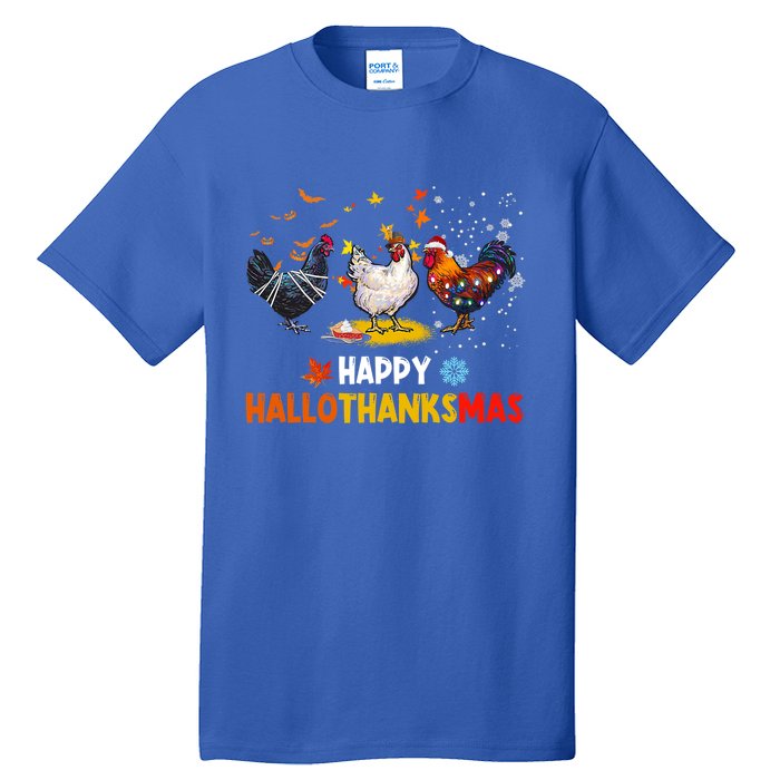 Chicken Halloween Happy Hallothanksmas Autumn Thanksgiving Gift Tall T-Shirt