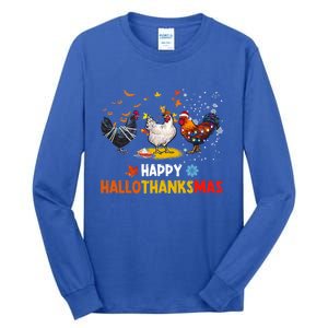 Chicken Halloween Happy Hallothanksmas Autumn Thanksgiving Gift Tall Long Sleeve T-Shirt