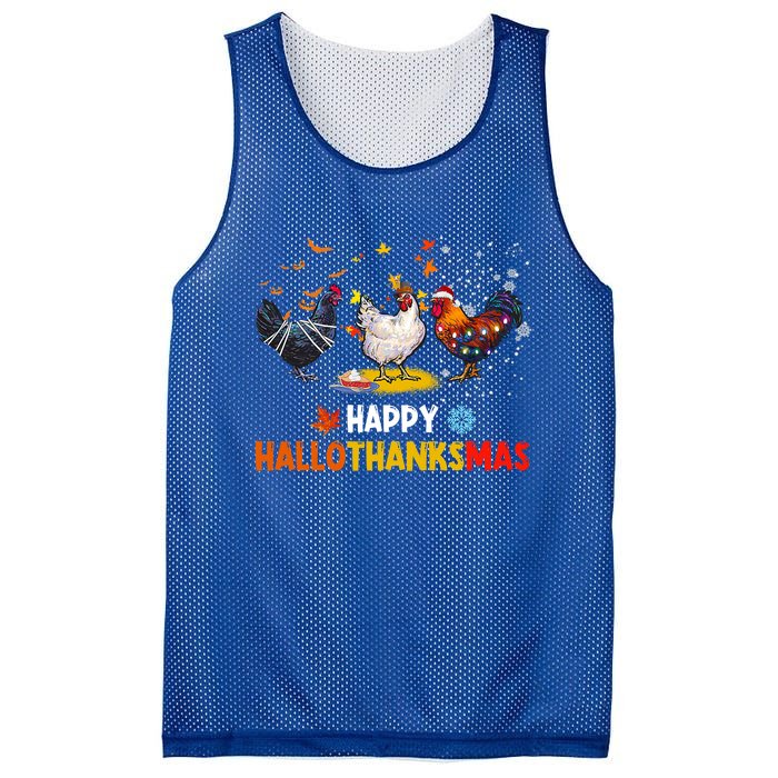 Chicken Halloween Happy Hallothanksmas Autumn Thanksgiving Gift Mesh Reversible Basketball Jersey Tank