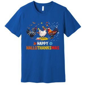 Chicken Halloween Happy Hallothanksmas Autumn Thanksgiving Gift Premium T-Shirt