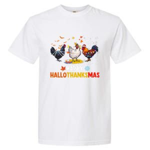 Chicken Halloween Happy Hallothanksmas Autumn Thanksgiving Gift Garment-Dyed Heavyweight T-Shirt