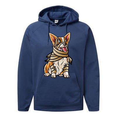 Corgi Happy Halloween Costume Mummie Great Gift Performance Fleece Hoodie