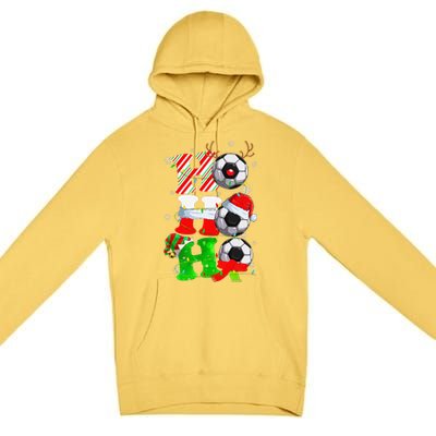 Christmas Ho Ho Ho Santa Reindeer Soccer Pajama S Premium Pullover Hoodie