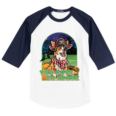 Corgi Happy Halloween Costume Pirate Gift Baseball Sleeve Shirt