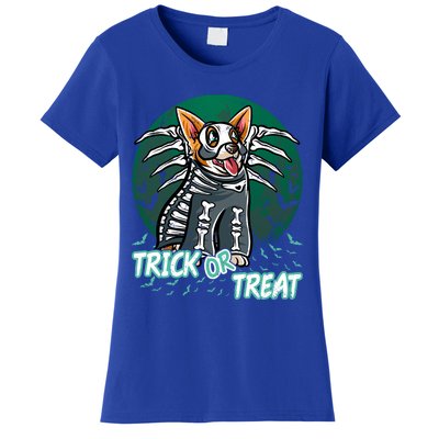 Corgi Happy Halloween Costume Skeleton Cool Gift Women's T-Shirt