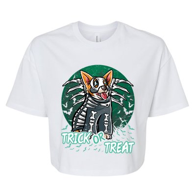 Corgi Happy Halloween Costume Skeleton Cool Gift Bella+Canvas Jersey Crop Tee