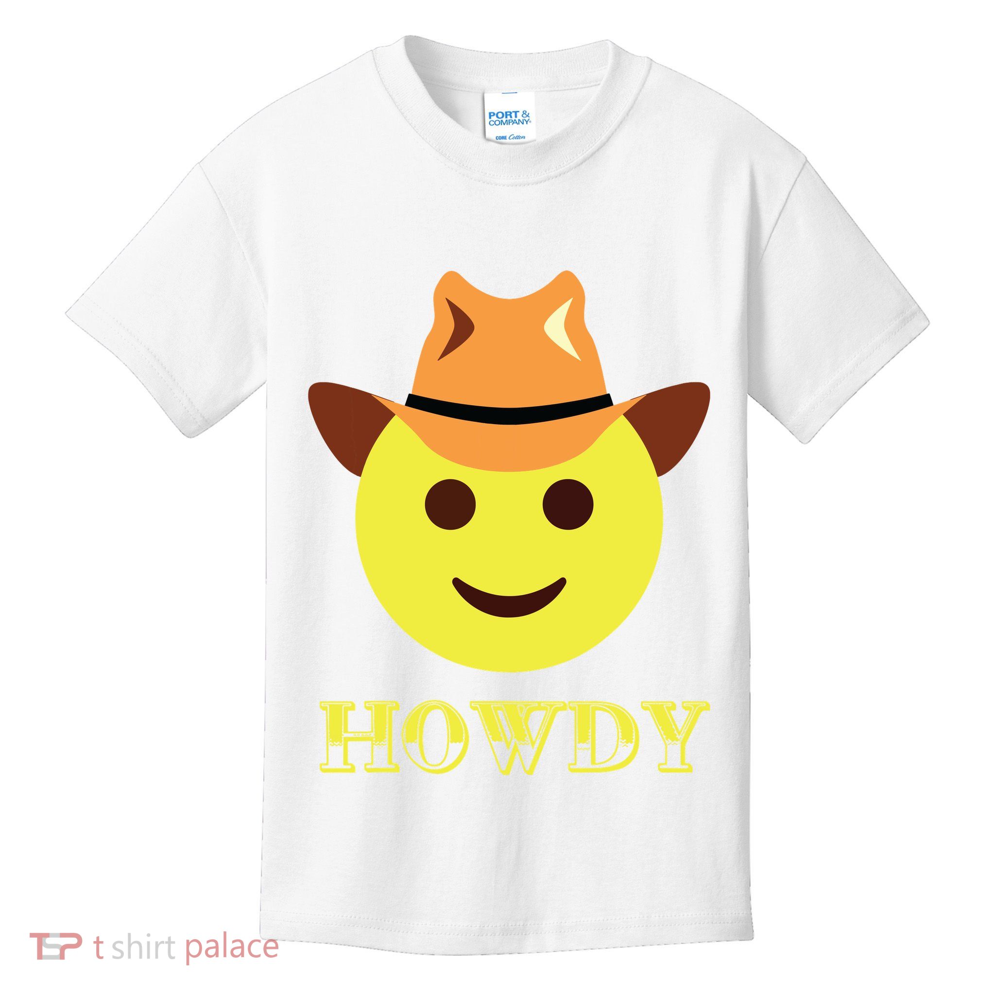 Cowboy Howdy Hat Emoticon Face Yeehaw For Cowboy Lover Kids T-Shirt