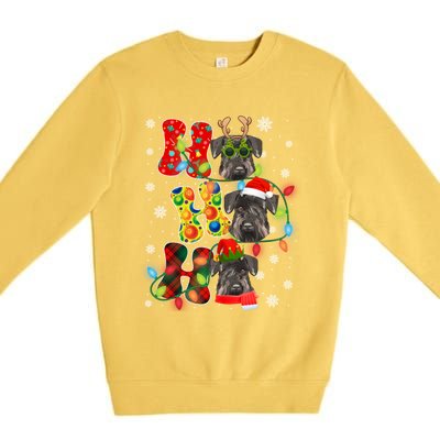 Christmas Ho Ho Ho Cute Schnauzer Dog Xmas Lights Pajama Cute Gift Premium Crewneck Sweatshirt