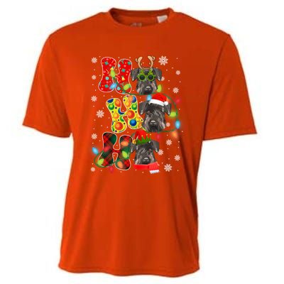 Christmas Ho Ho Ho Cute Schnauzer Dog Xmas Lights Pajama Cute Gift Cooling Performance Crew T-Shirt