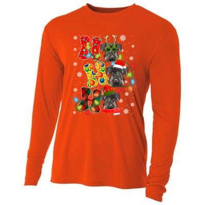 Christmas Ho Ho Ho Cute Schnauzer Dog Xmas Lights Pajama Cute Gift Cooling Performance Long Sleeve Crew