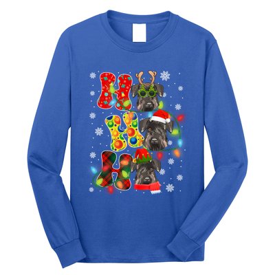 Christmas Ho Ho Ho Cute Schnauzer Dog Xmas Lights Pajama Cute Gift Long Sleeve Shirt