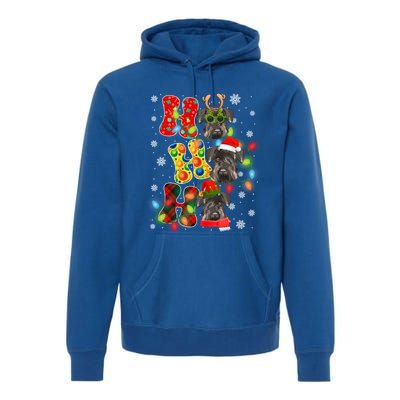 Christmas Ho Ho Ho Cute Schnauzer Dog Xmas Lights Pajama Cute Gift Premium Hoodie