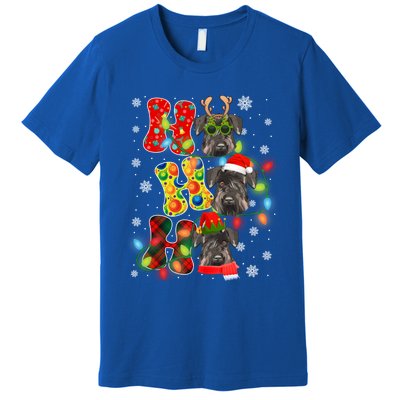 Christmas Ho Ho Ho Cute Schnauzer Dog Xmas Lights Pajama Cute Gift Premium T-Shirt