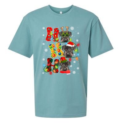 Christmas Ho Ho Ho Cute Schnauzer Dog Xmas Lights Pajama Cute Gift Sueded Cloud Jersey T-Shirt