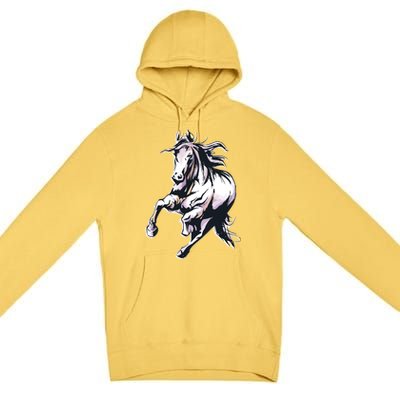 Colored Horse Horseback Riding Great Gift Premium Pullover Hoodie