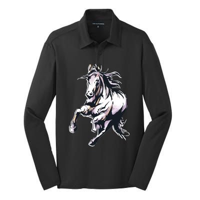 Colored Horse Horseback Riding Great Gift Silk Touch Performance Long Sleeve Polo