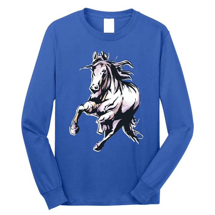 Colored Horse Horseback Riding Great Gift Long Sleeve Shirt