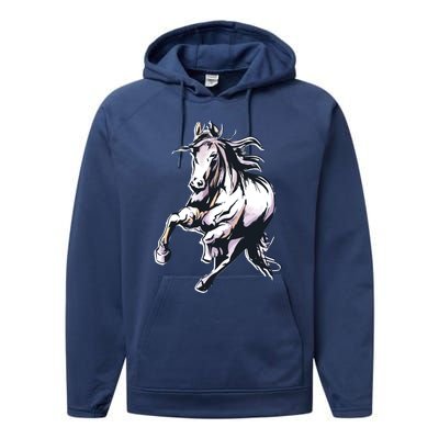 Colored Horse Horseback Riding Great Gift Performance Fleece Hoodie