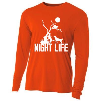 Coon Hound Hunting Night Life Hunting Dog Coon Hunting Funny Gift Cooling Performance Long Sleeve Crew