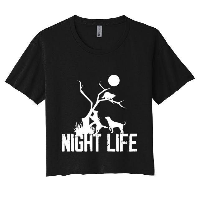 Coon Hound Hunting Night Life Hunting Dog Coon Hunting Funny Gift Crop Top