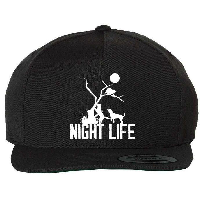 Coon Hound Hunting Night Life Hunting Dog Coon Hunting Funny Gift Wool Snapback Cap