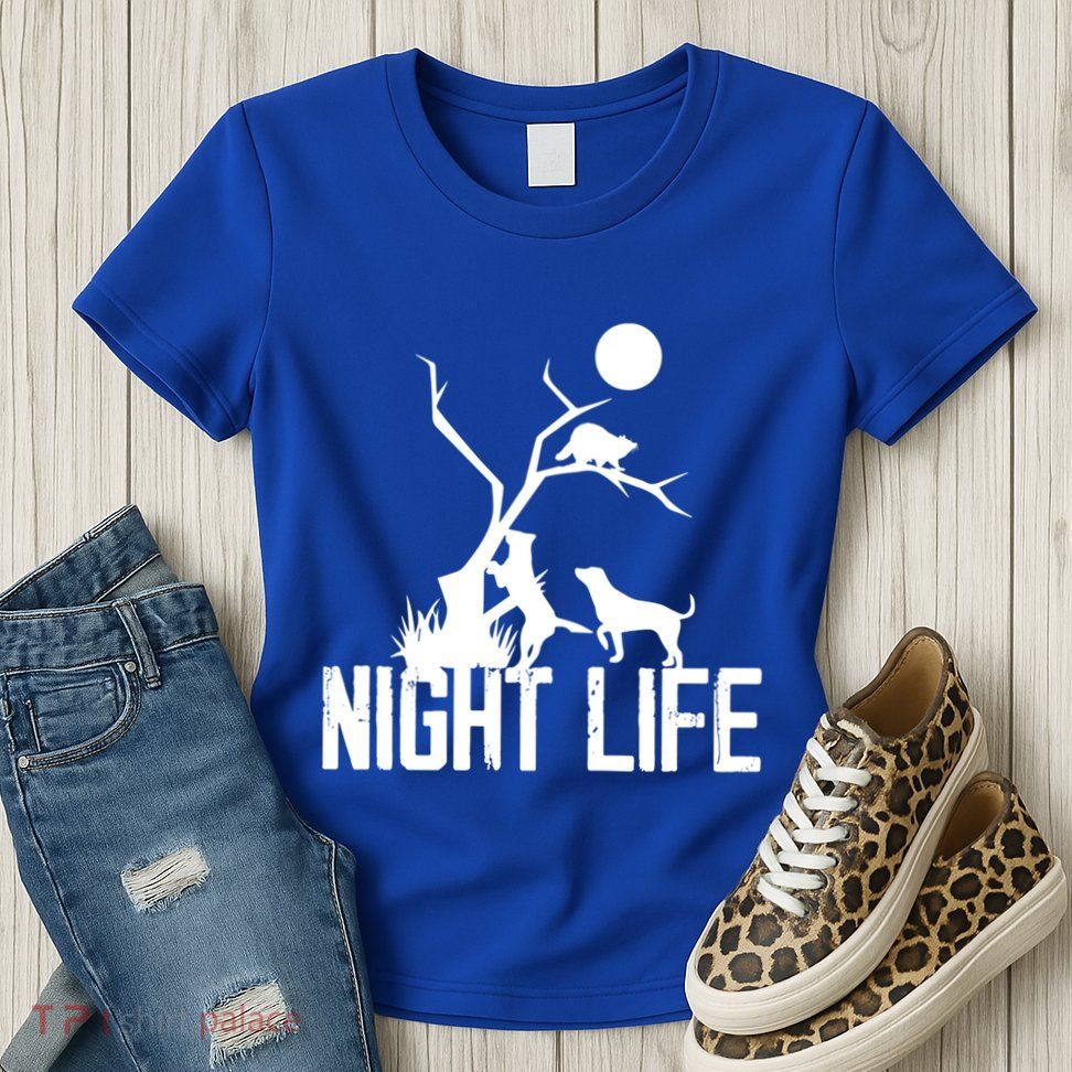 Coon Hound Hunting Night Life Hunting Dog Coon Hunting Funny Gift Womens T-Shirt